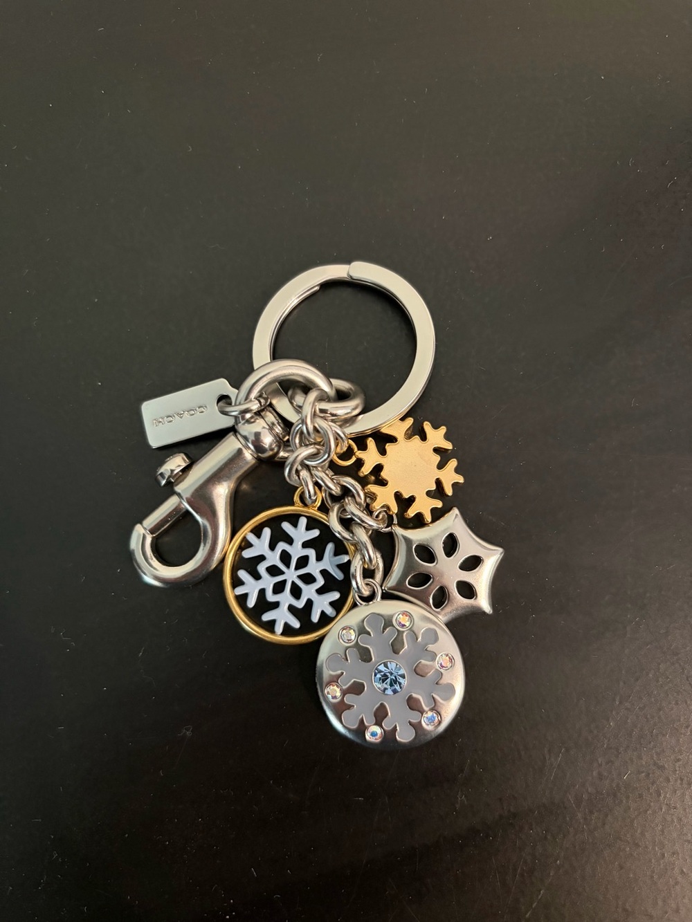 Coach Silver and Gold Snowflake Charm Keyring